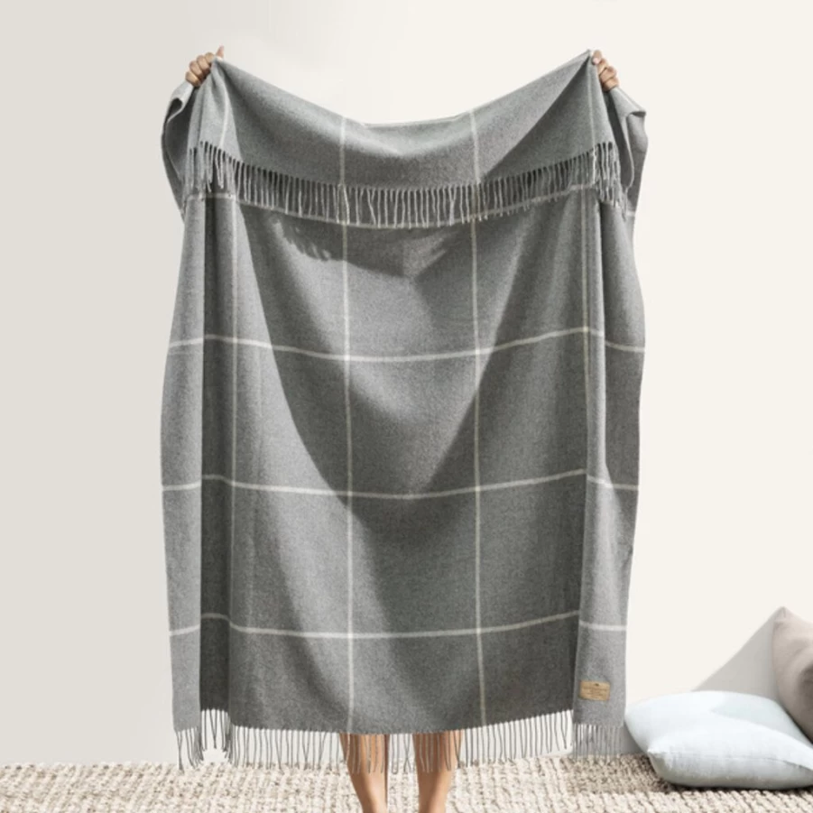 Textiles | Windowpane Cashmere/Wool Throw SLATE
