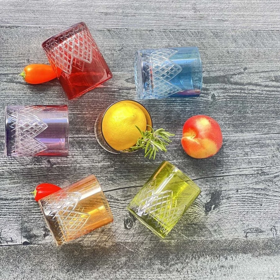 Barware | Carved Pyramid Drinking Glass SLATE