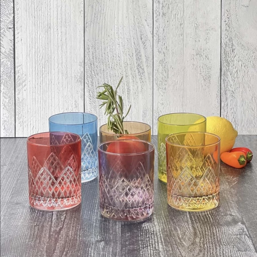 Barware | Carved Pyramid Drinking Glass SLATE