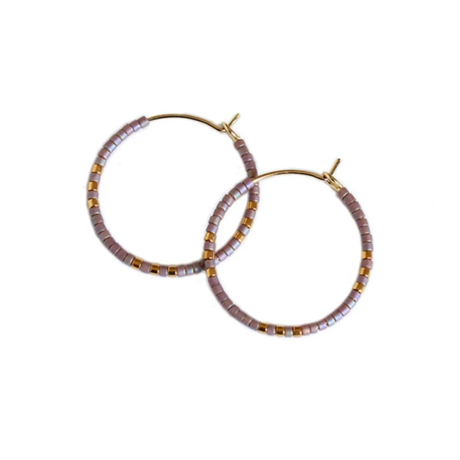 Earrings | Small Beaded Hoop Earrings SLATE