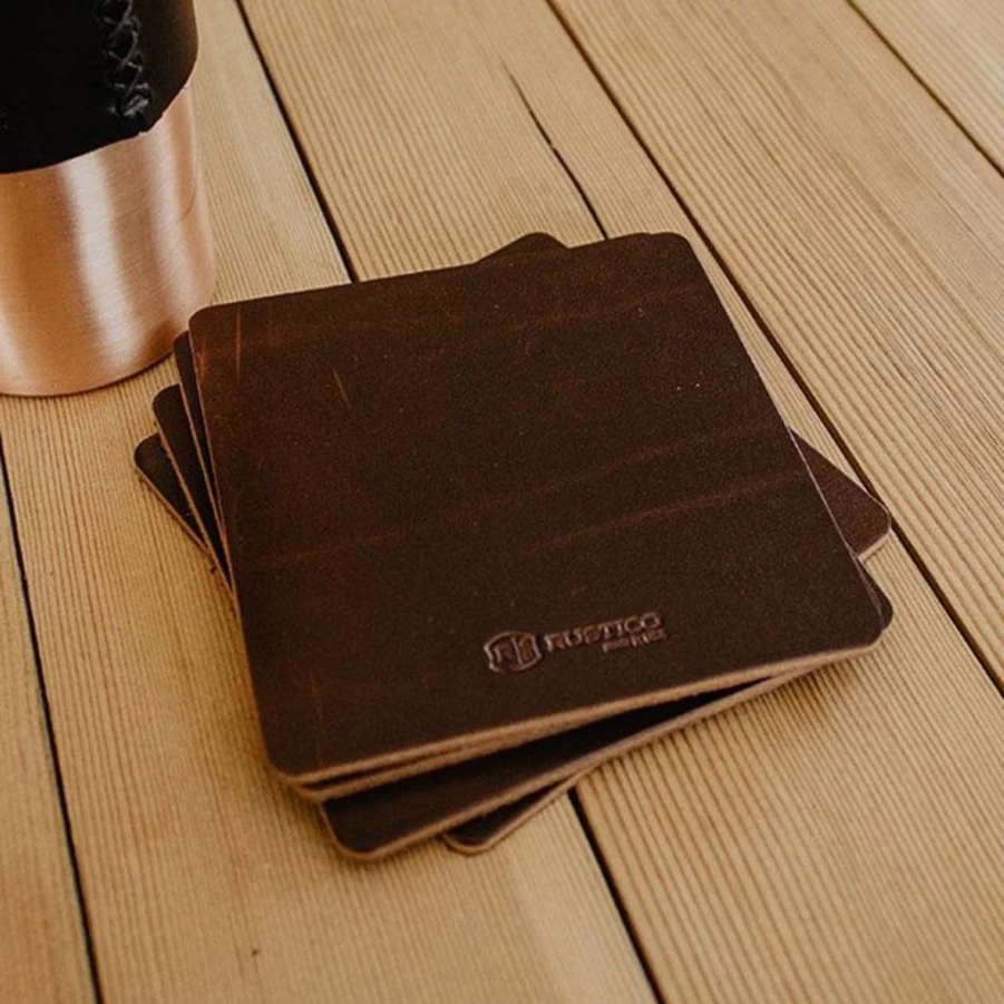 Barware | Leather Coasters S/4 SLATE
