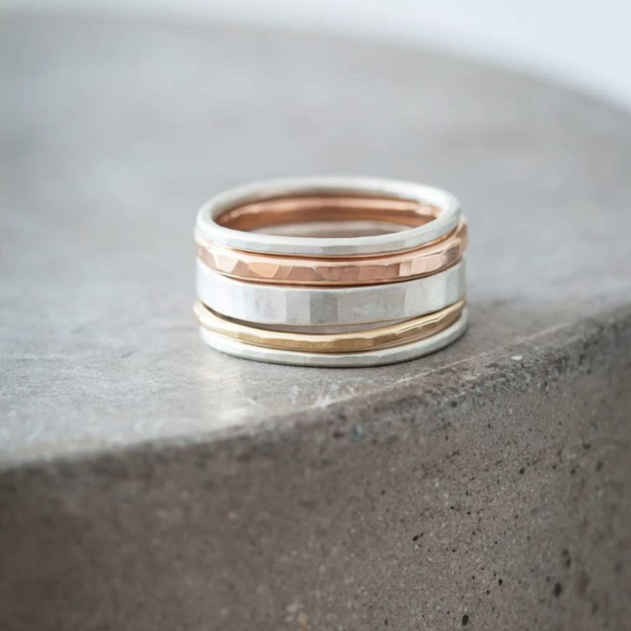 Rings | Colleen Mauer Designs 3-Color Mixed Metal Stacking Rings SLATE