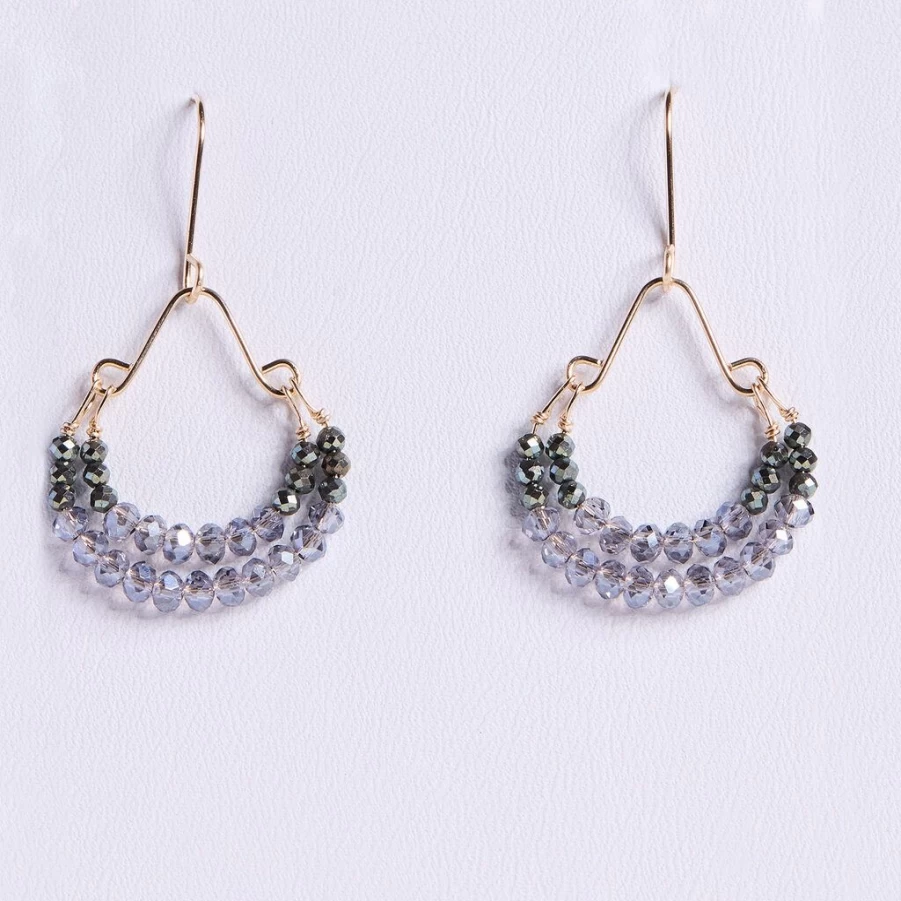 Earrings | Green Green Quartz + Hematite Double Hoop Earrings Double Hoop Earrings SLATE