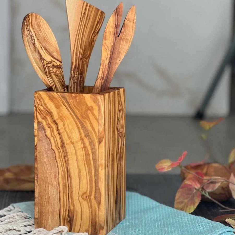 Accessories | Olive Wood Utensil Holder SLATE