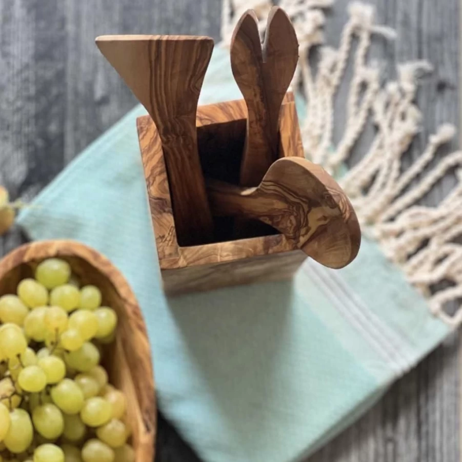 Accessories | Olive Wood Utensil Holder SLATE