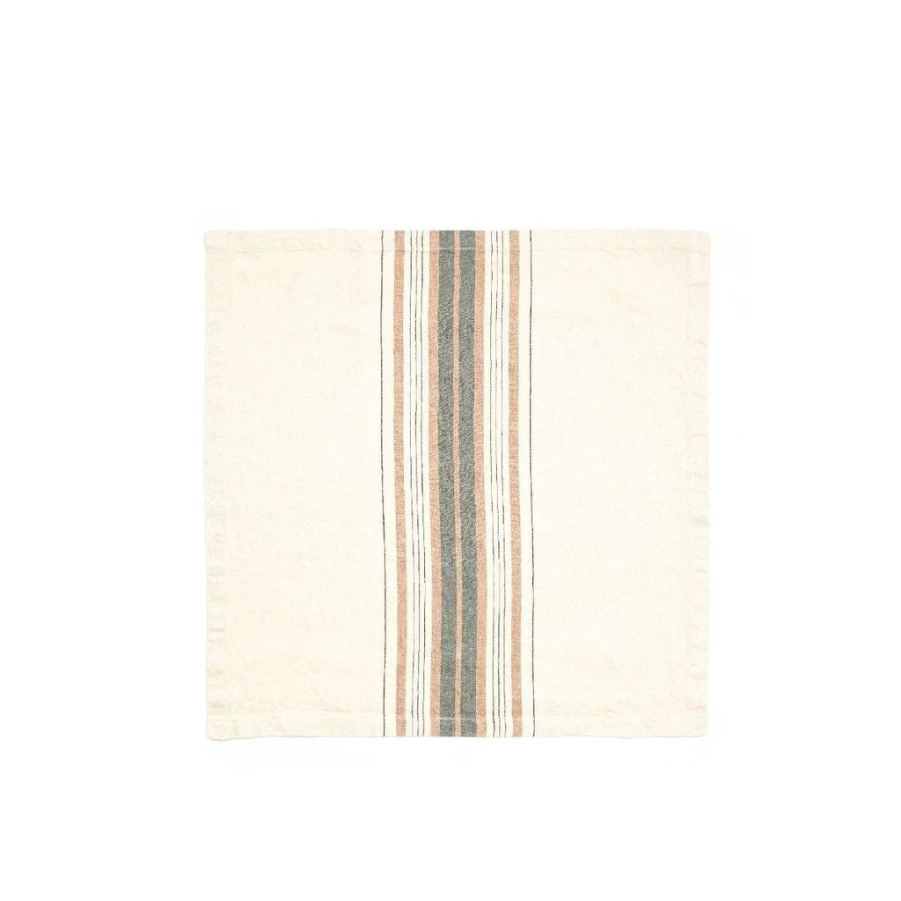 Kitchen Textiles | Libeco Libeco Gypsum Stripe Linen Napkin SLATE