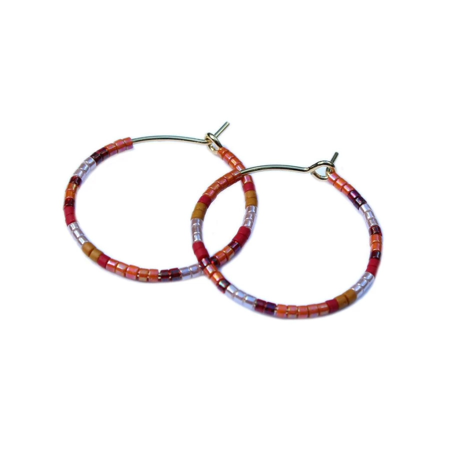 Earrings | Multicolor Beaded Hoop Earrings SLATE