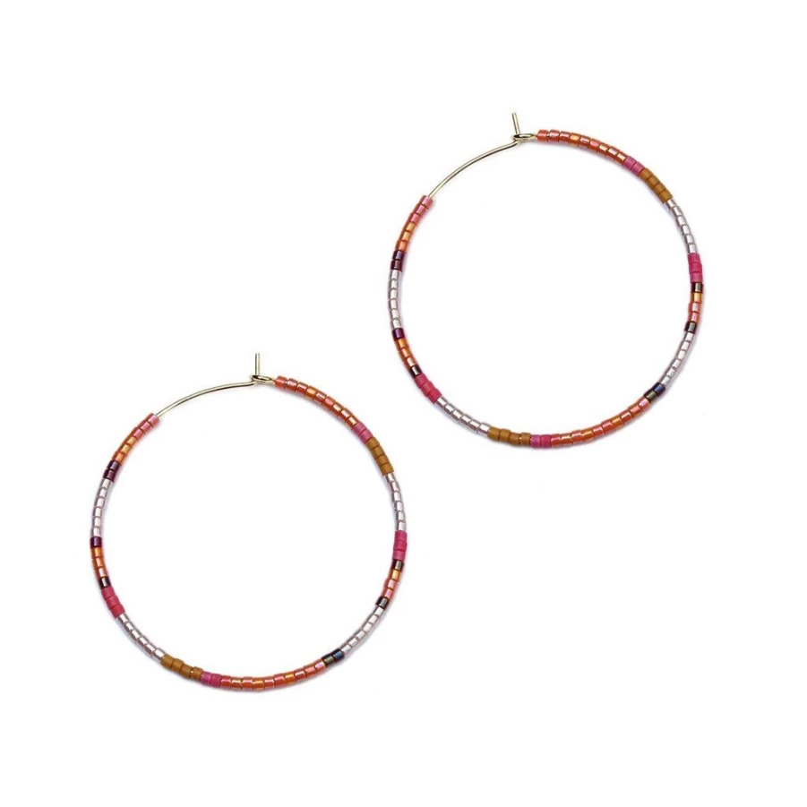 Earrings | Multicolor Beaded Hoop Earrings SLATE