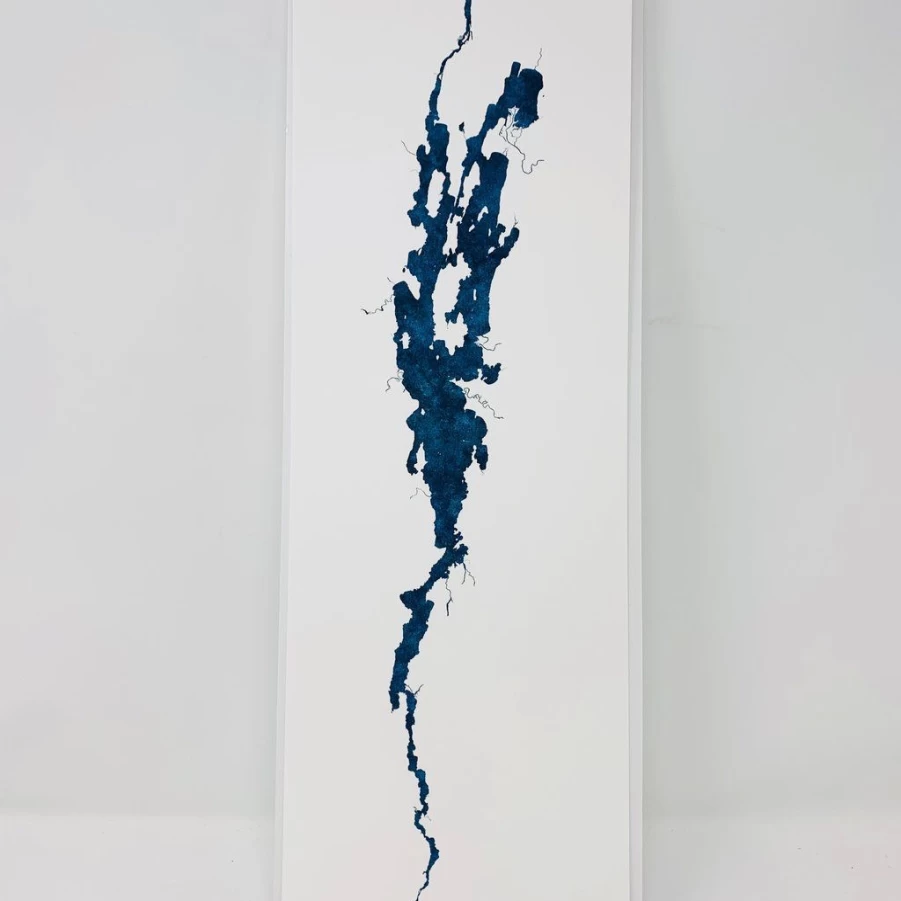 Art | Watermark Maps Lake Champlain Watercolor Print SLATE