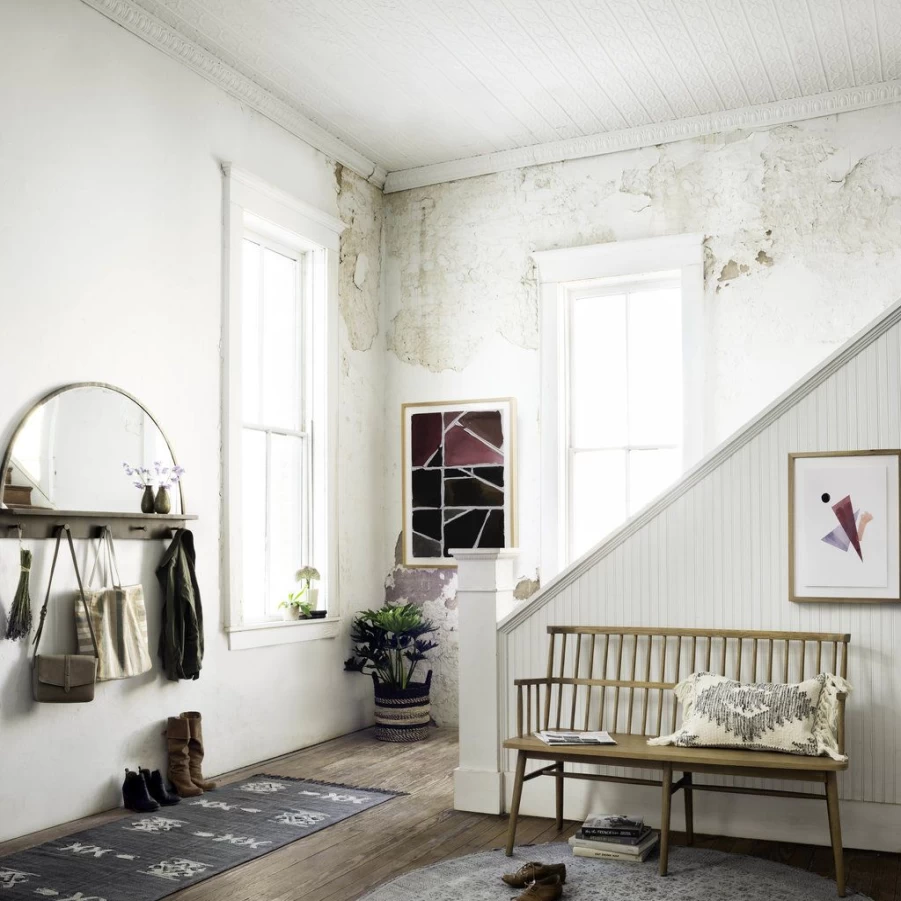 Mirrors | Dark Brass Entry Mirror With Hooks SLATE