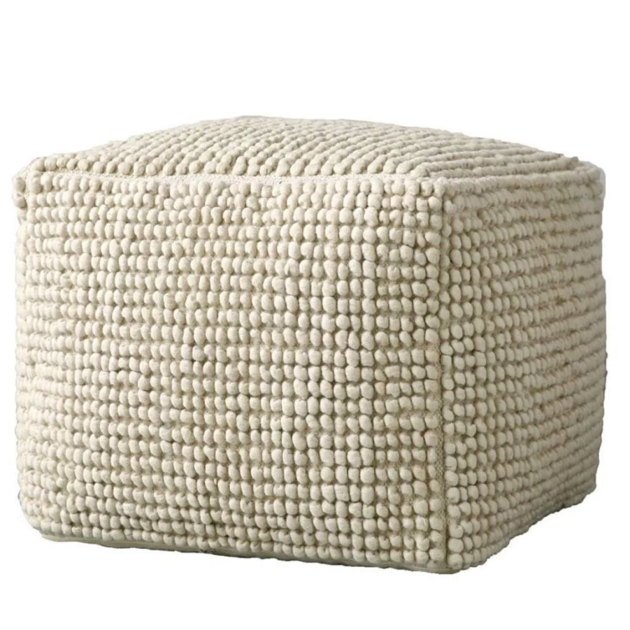 Textiles | Natural Wool/Cotton Blend Pouf SLATE