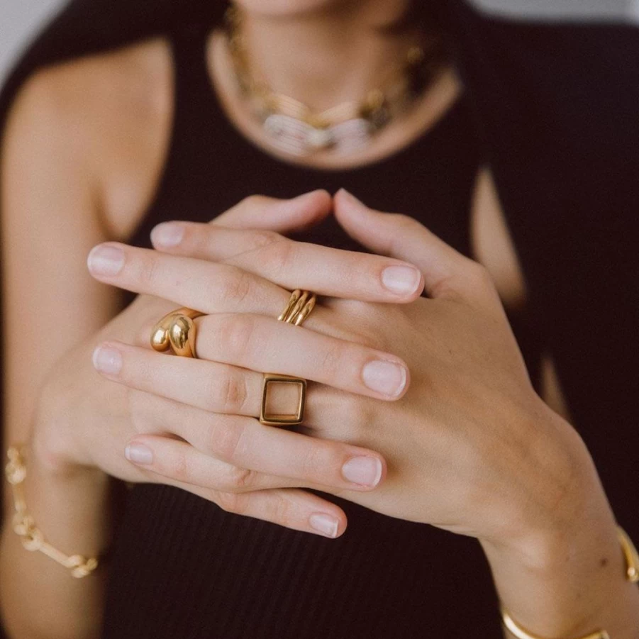 Rings | Open Square Statement Ring SLATE