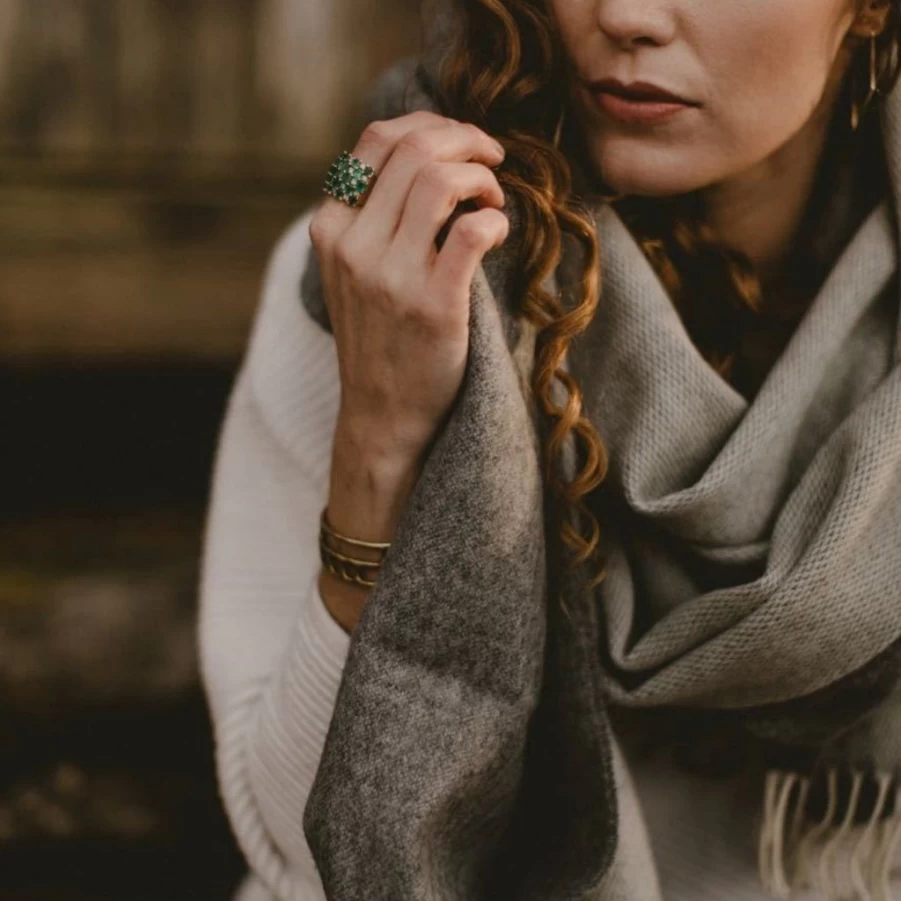Scarves/Hats/Gloves | Evangeline Evangeline Patterned Wearable Wrap SLATE