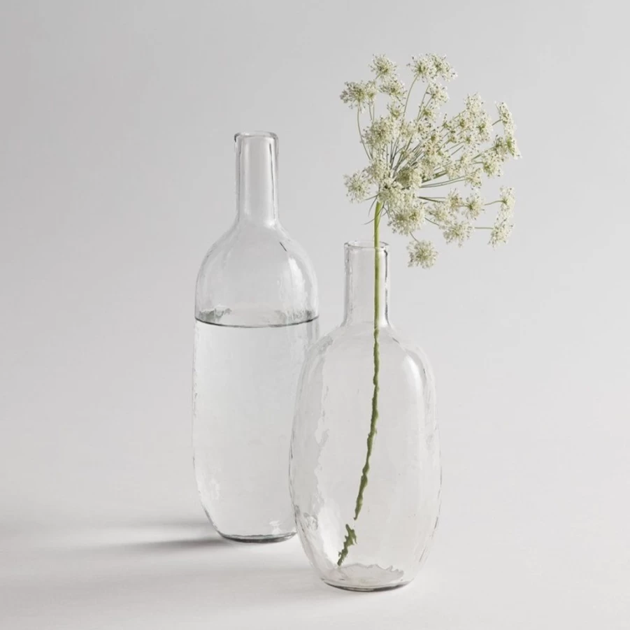 Vases & Planters | Hand Blown Pebbled Glass Bottle SLATE