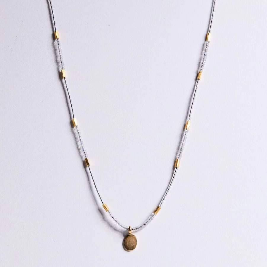 Necklaces | Moonstone Oval Pendant Necklace SLATE