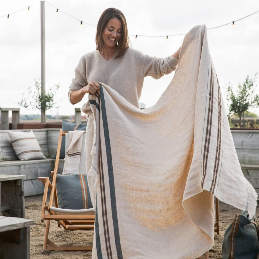 Textiles | Libeco Libeco Belgian Linen Throw SLATE