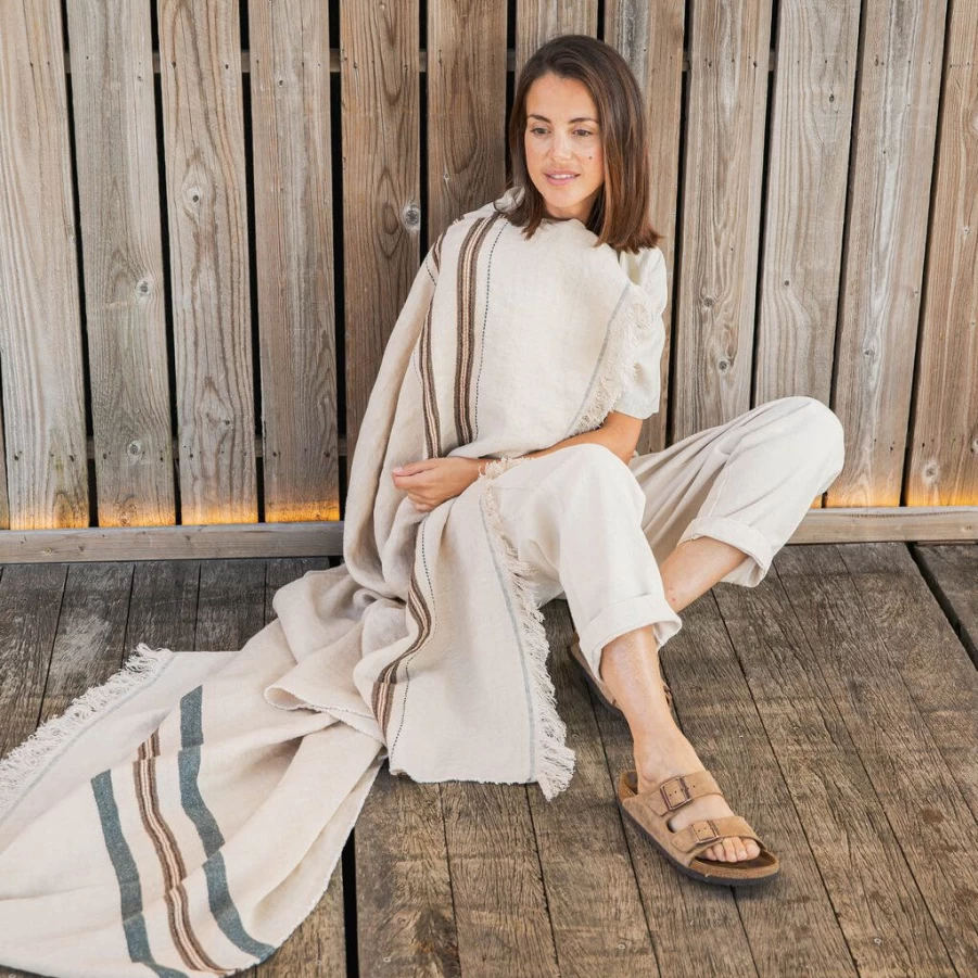 Textiles | Libeco Libeco Belgian Linen Throw SLATE