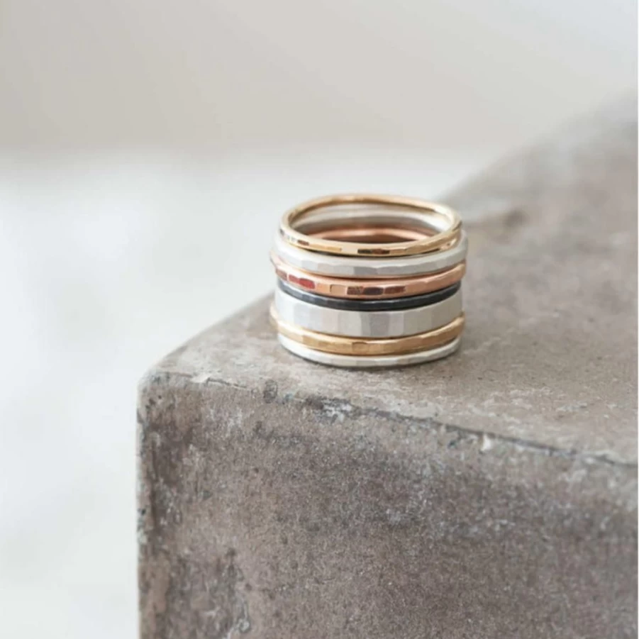 Rings | Colleen Mauer Designs 4-Color Mixed Metal Stacking Rings SLATE