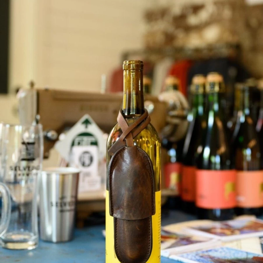 Barware | Leather Corkscrew Sleeve With Wine Key SLATE