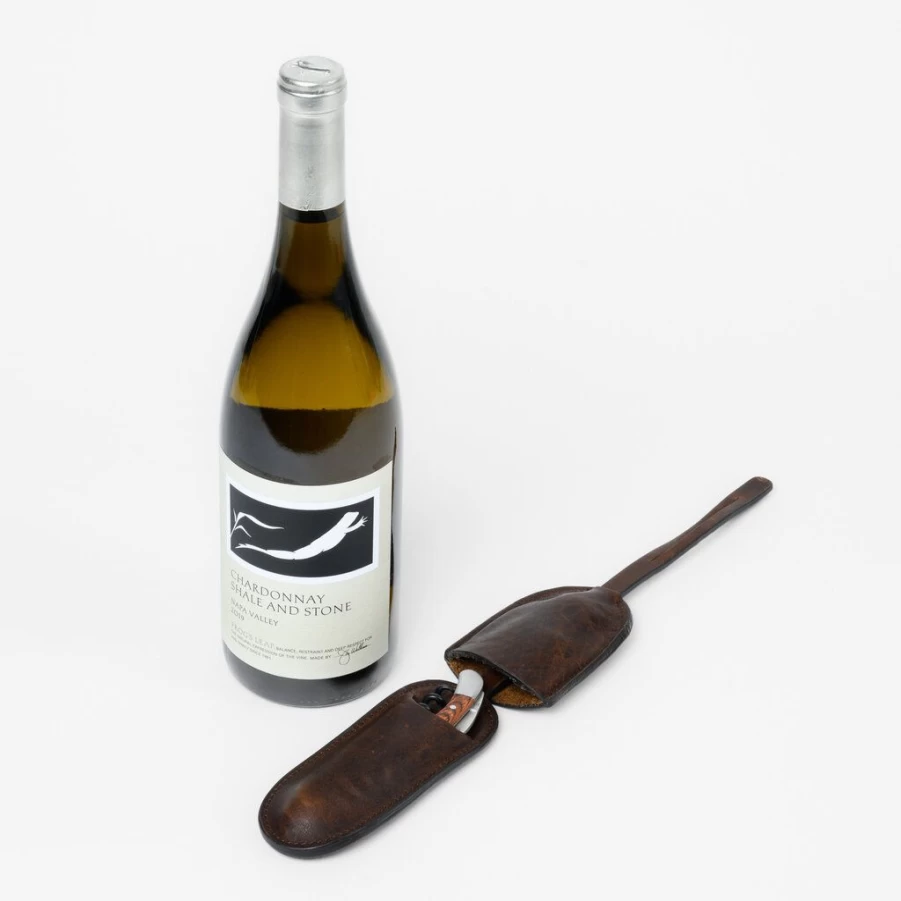 Barware | Leather Corkscrew Sleeve With Wine Key SLATE