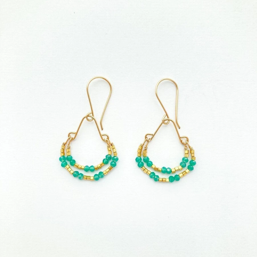Earrings | Green Onyx Double Hoop Earrings SLATE