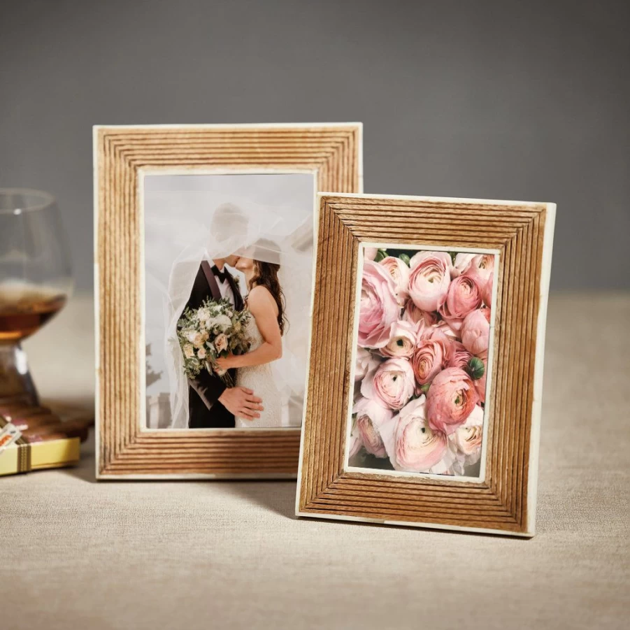 Picture Frames | Slate Wood Frame With White Bone SLATE