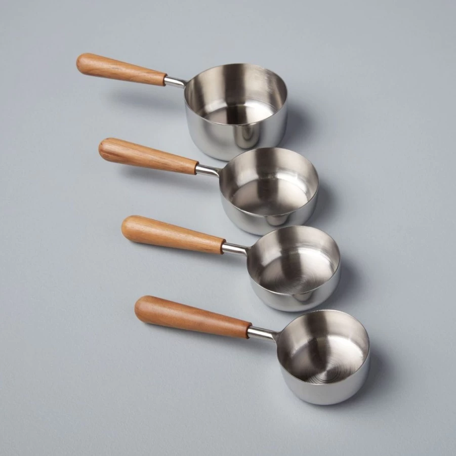 Accessories | Teak And Stainless Measuring Cups (Set Of 4) SLATE