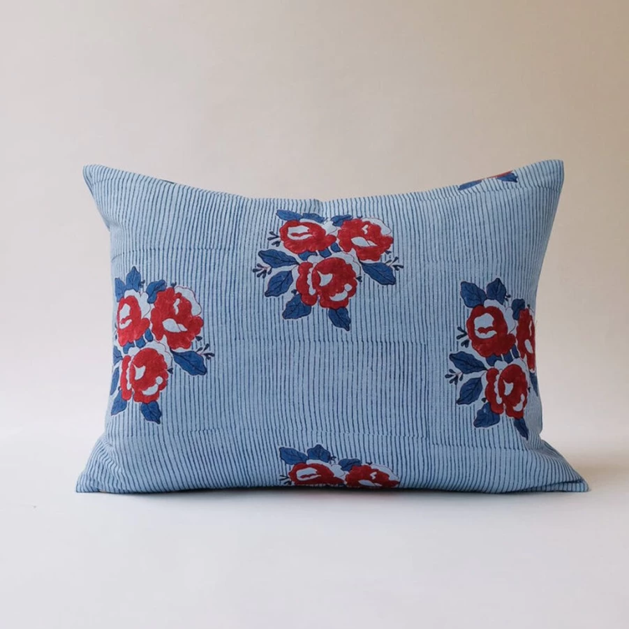 Textiles | Mia Block Print Pillow Cover SLATE