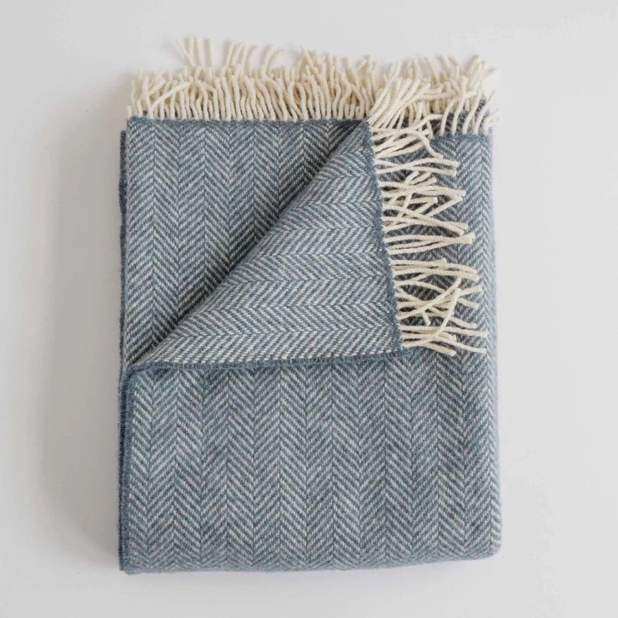 Textiles | Evangeline Evangeline Merino Herringbone Throw SLATE