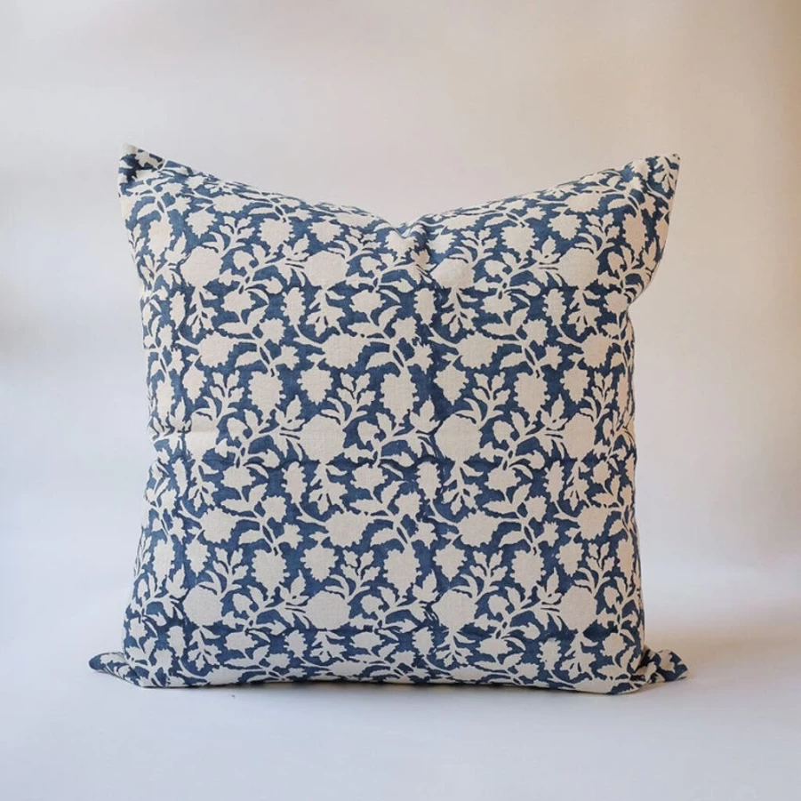Textiles | Amna 22" Block Print Pillow Cover SLATE
