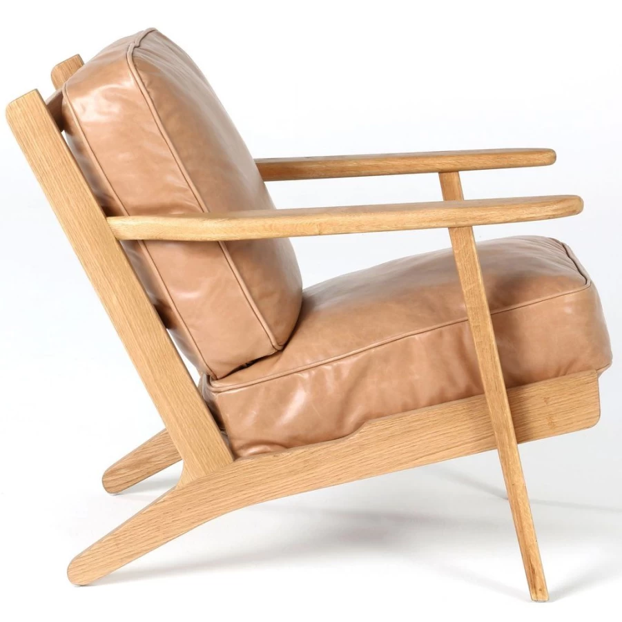 Living | Camel Leather Lounge Chair SLATE